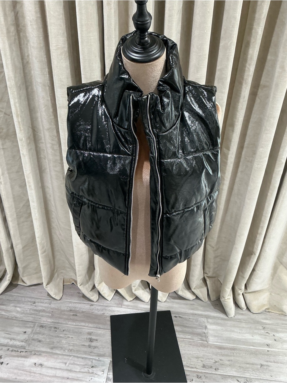 Ambiance Black Shiny Puffer Vest